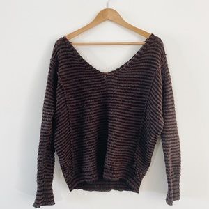 FREE PEOPLE • Brown and Black Striped Sweater